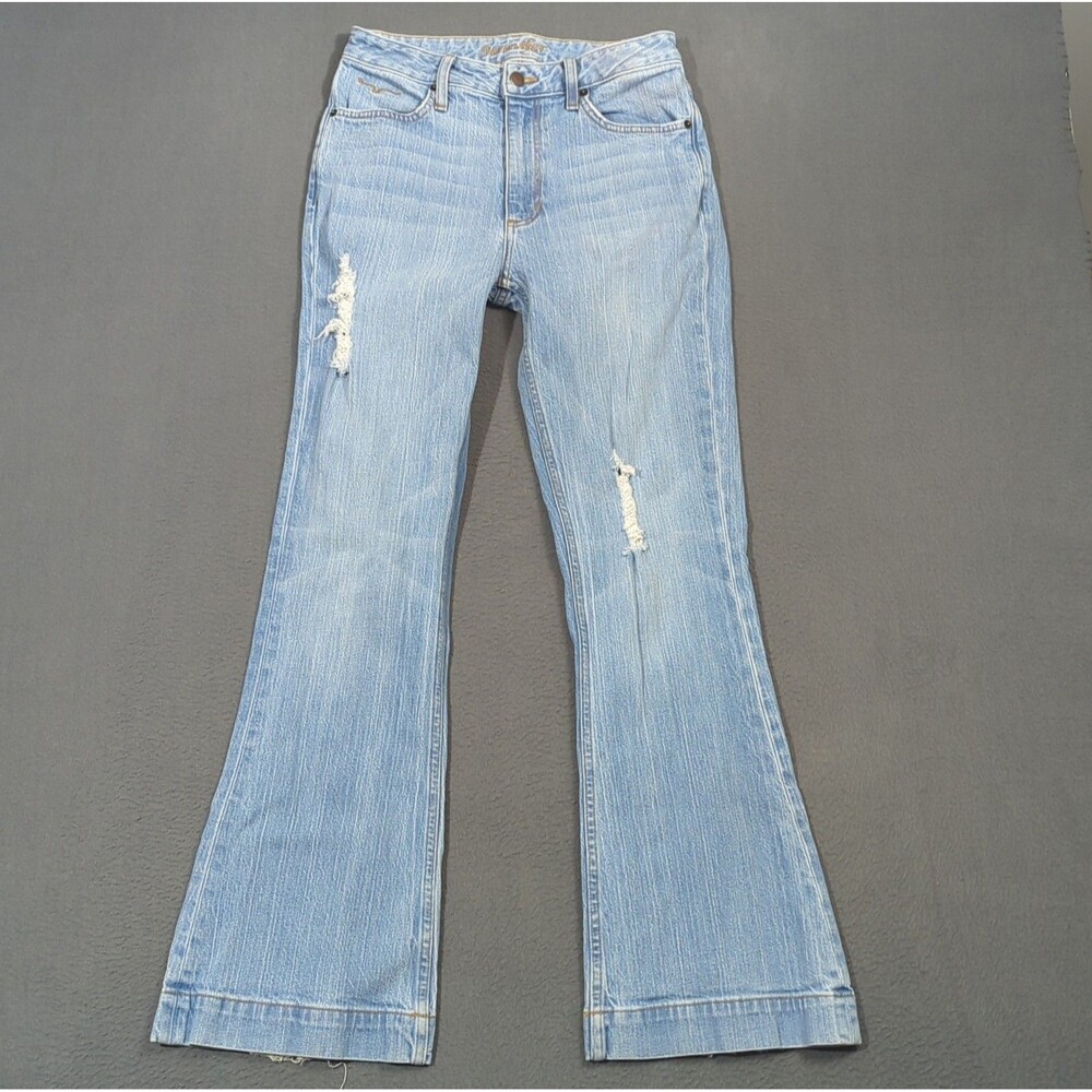 Kimes Ranch Jeans Women's 4x32 Blue Jennifer Sugar Fade Flare Distressed Western